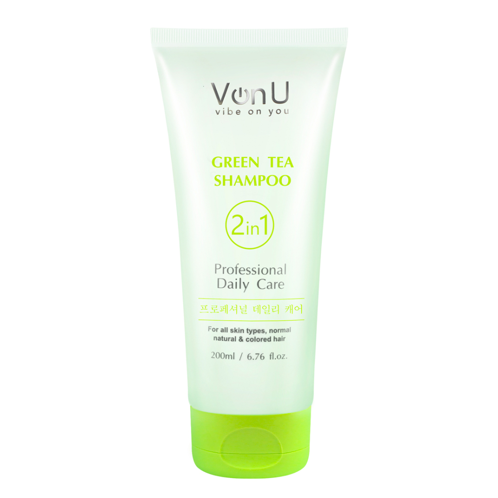Шампунь для волос с зеленым чаем Ежедневный уход 2в1, 200 мл, Von-U