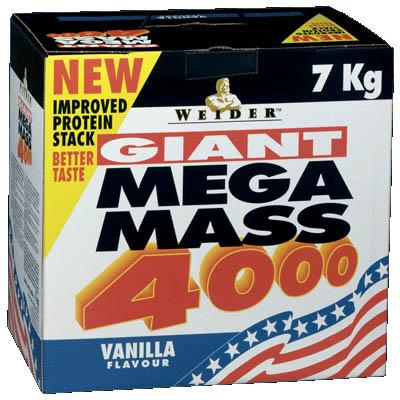 Гейнер Mega Mass 4000, вкус «Ваниль», 7 кг, Weider