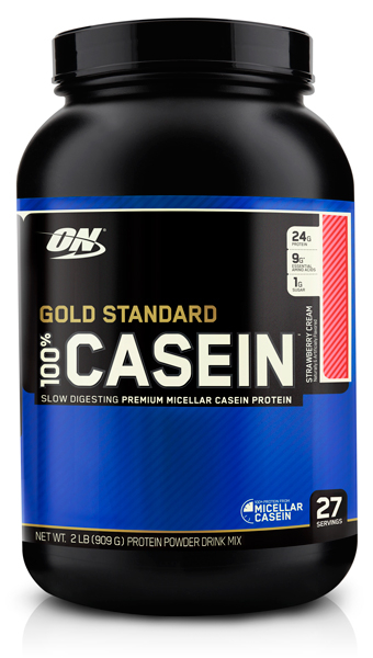 Казеиновый протеин, Gold Standard 100% Casein, вкус «Клубника со сливками», 900 гр, OPTIMUM NUTRITION
