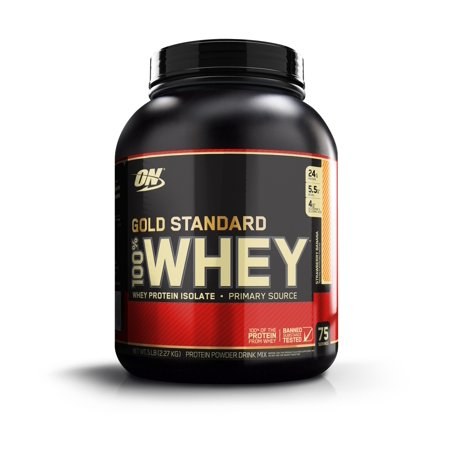 Сывороточный протеин, Gold Standard 100% Whey, вкус «Клубника и банан», 2.3 кг, OPTIMUM NUTRITION