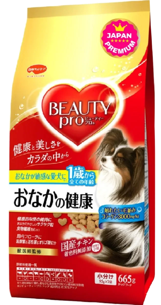 Корм BEAUTY PRO с морским коллагеном, эффективными лакто- и бифидобактериями и олигосахаридми для улучшения пищеварения собак на основе японского цыплёнка, 665 г, Japan Premium Pet