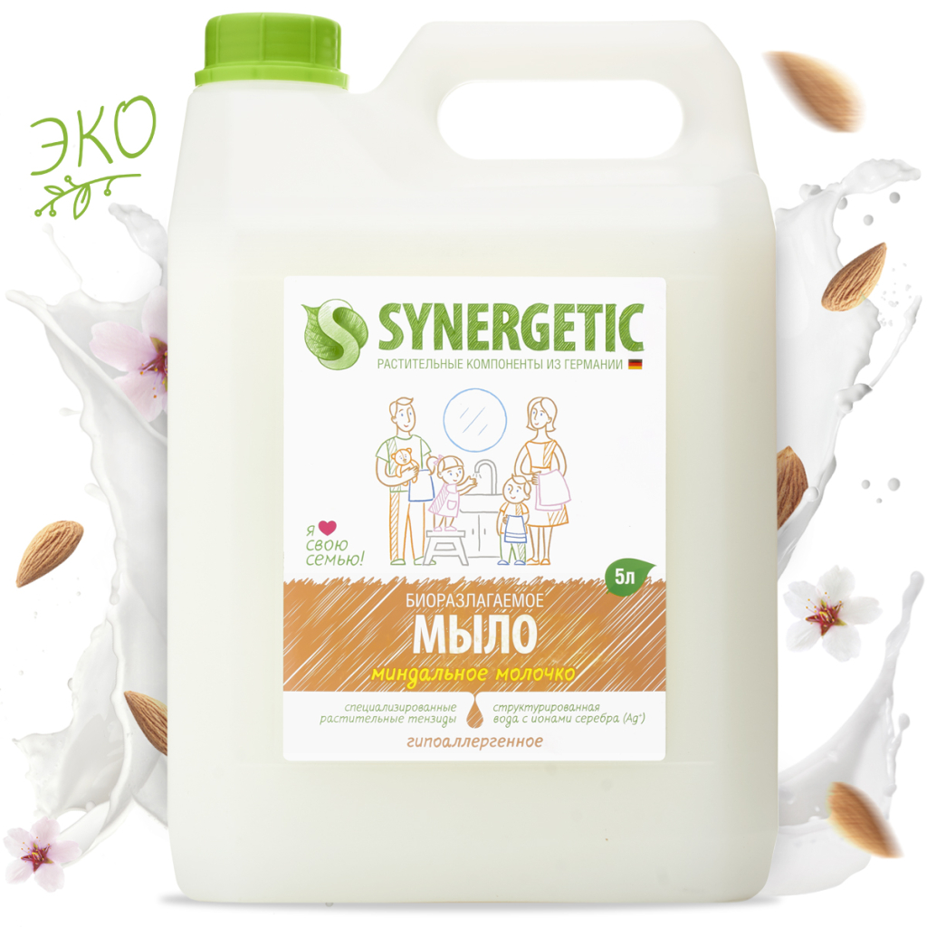Мыло жидкое «Миндальное молочко», 5 л, Synergetic