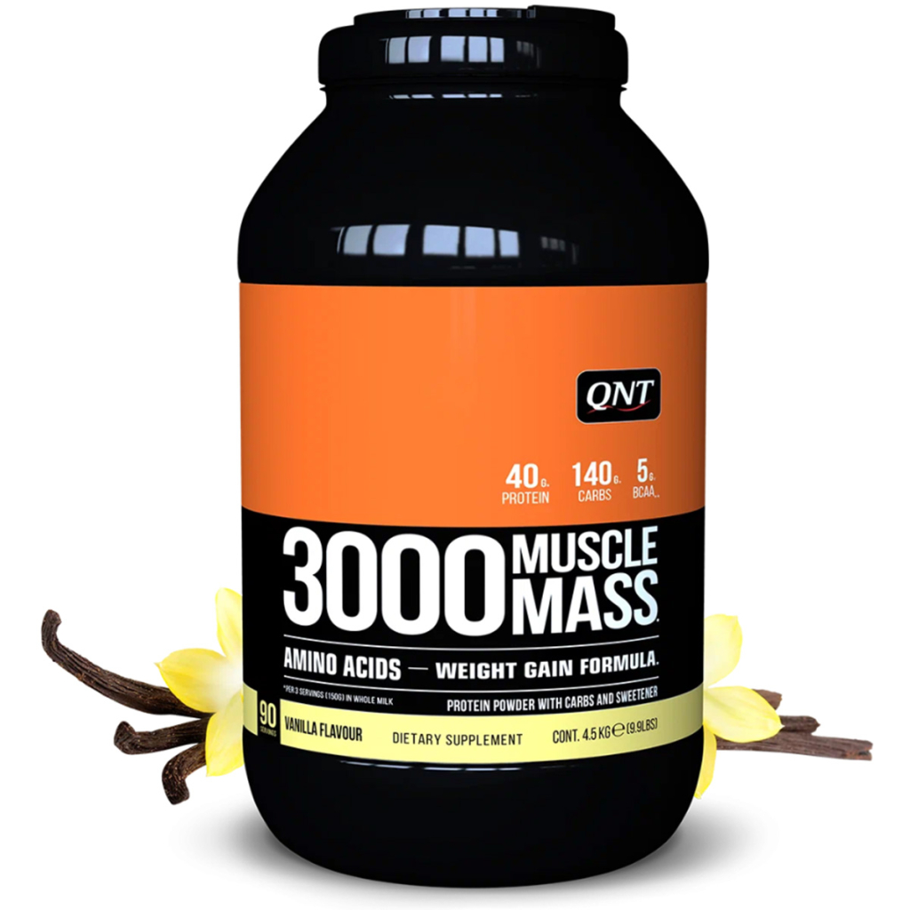 Гейнер Muscle Mass 3000 (Ваниль), 4,5 кг, QNT