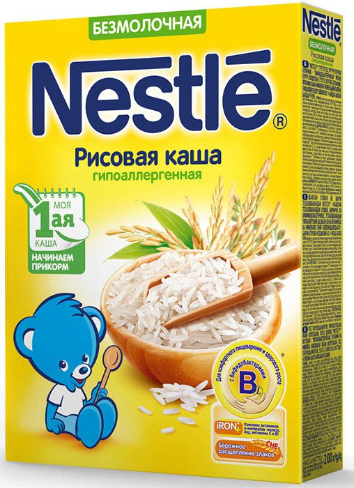 Каша безмолочная рисовая с бифидобактериями, 200 гр, Nestle