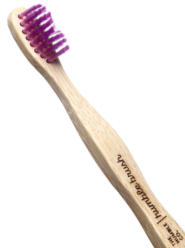 Детская зубная щетка из бамбука, фиолетовая, ультрамягкая, HUMBLE