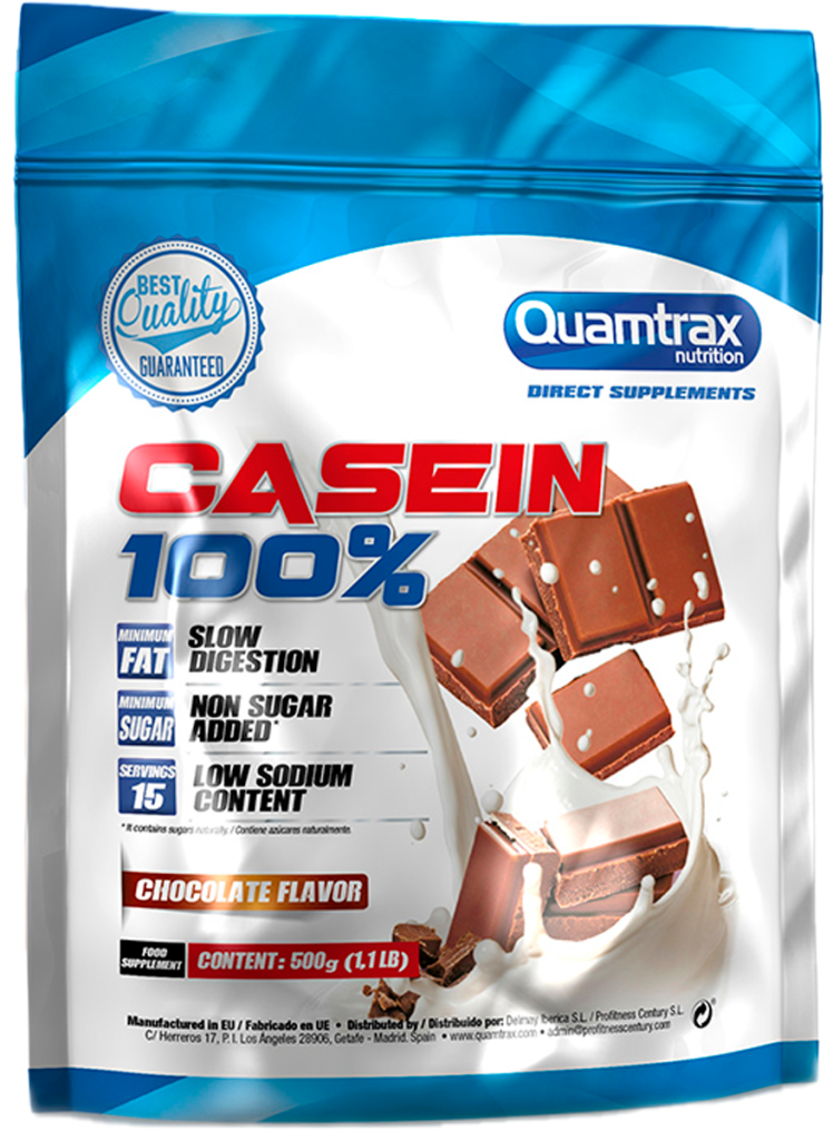 Казеиновый протеин Casein 100%, шоколад, 500 г, Quamtrax