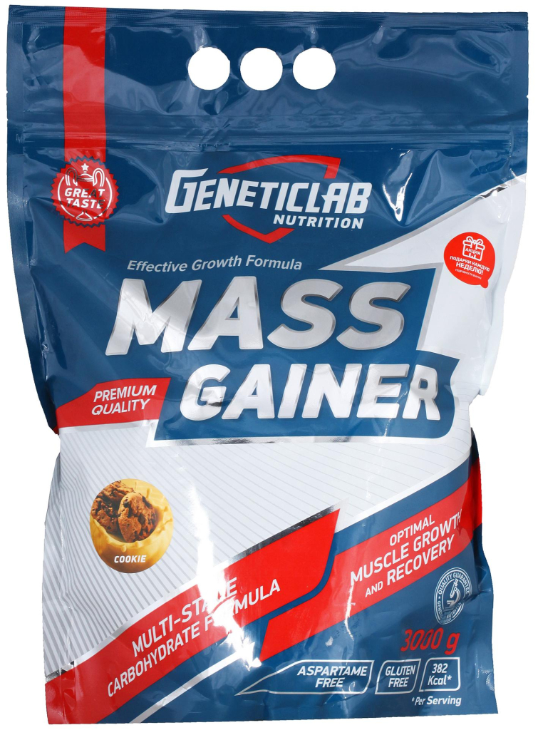 MASS Gainer, вкус печенье, 3 кг, Geneticlab