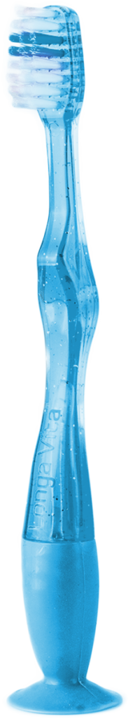Детская зубная щетка мигающая оригинальная с присоской, 5-10 лет, голубая, Longa vita