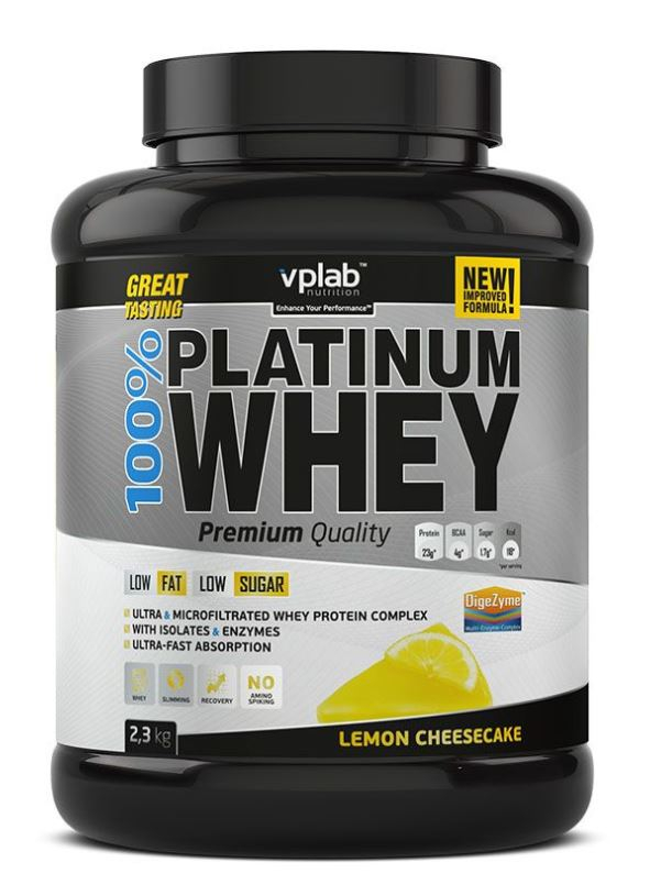 Сывороточный протеин 100% Platinum Whey, вкус «Лимонный чизкейк», 2,3 кг, VPLab