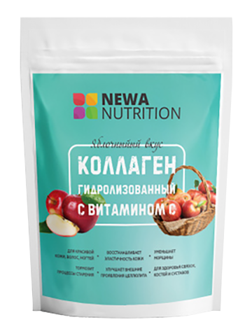 Коллаген гидролизованный с витамином С, с яблочным вкусом, 200 г, Newa Nutrition