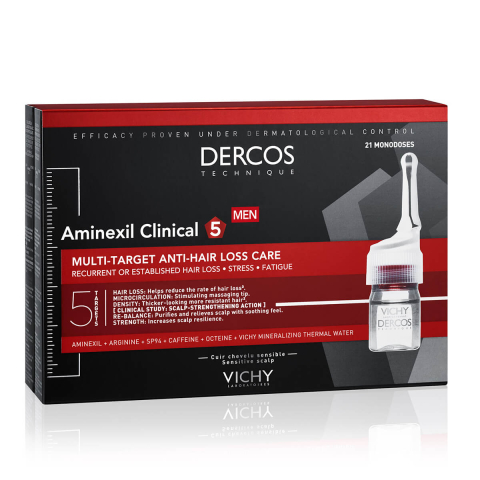 Dercos Aminexil Intensive 5 Средство против выпадения волос для мужчин, 21 ампула, VICHY