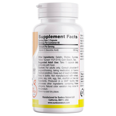 Витамин С 500мг (Vitamin C 500 mg), капсулы, 60 шт, Sunbox Nature