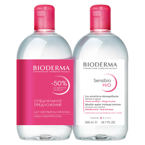 Sensibio H2O Мицеллярная вода для очищения нормальной и чувствительной кожи лица 1000 мл, Bioderma