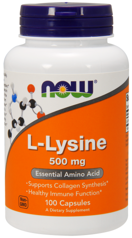 L-лизин, 500 мг, 100 капсул, NOW