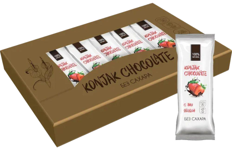 Шоколад без сахара KONJAK CHOCOLATE Клубничный, 30г*10 шт, Shirataki