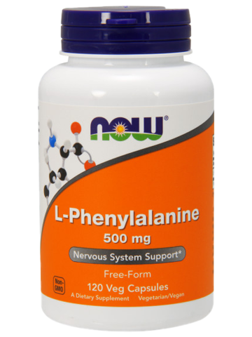 L-фенилаланин, 500 мг, 120 вегетарианских капсул, NOW