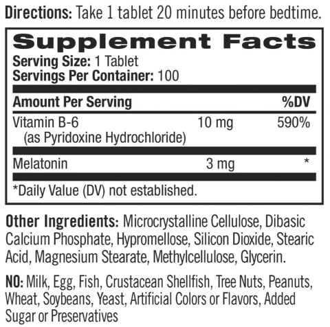 Мелатонин, 3 мг, 60 таблеток, Natrol