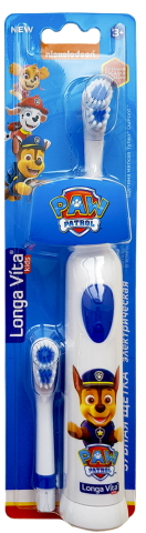 Детская зубная щетка ротационная + 2 сменных насадки Гончик, Paw Patrol 3+, Longa vita
