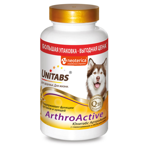 Витамины Unitabs ArthroАctive с Q10 для собак, 200 таблеток, Unitabs