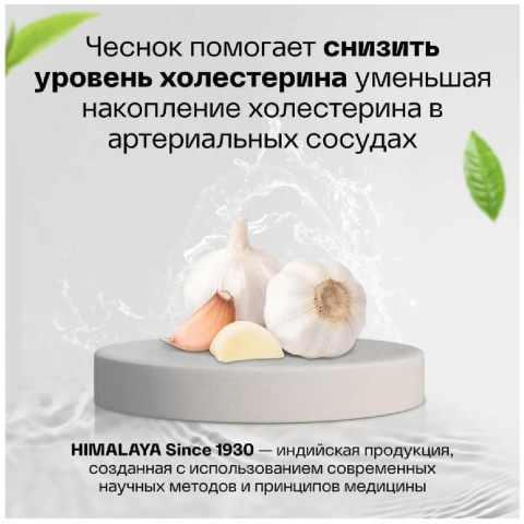 Garlic (чеснок) для здоровья сердца и сосудов, от холестерина, 60 таблеток, HIMALAYA