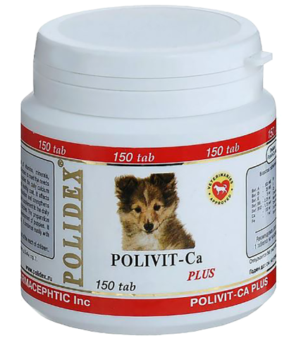Polivit-Ca plus  поливит-кальций плюс предназначен для щенков беременных и кормящих сук, 150 таблеток, POLIDEX