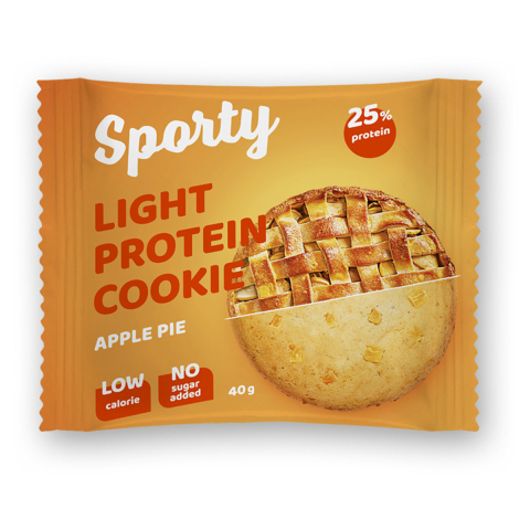 Печенье SPORTY Protein Light  БЕЗ САХАРА  "Яблочный пирог", 12шт*40г, SPORTY