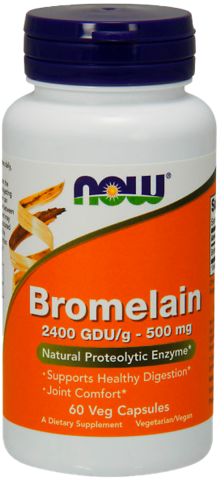 Бромелайн, 500 мг, 60 вегетарианских капсул, NOW