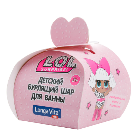 Детский бурлящий шар для ванны L.O.L. Surprise!, Клубника, от 3-х лет, 120г, Longa Vita