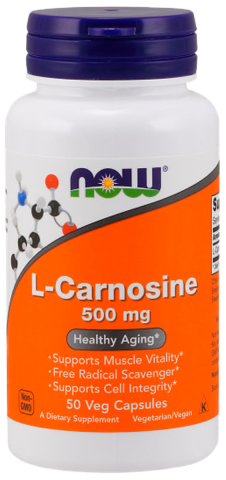 L-карнозин, 500 мг, 50 вегетарианских капсул, NOW