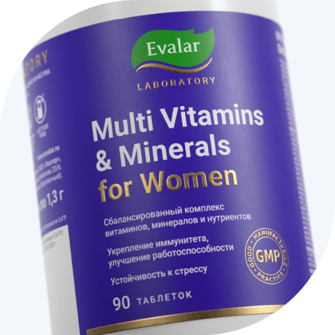 Мультивитамины и минералы женские, 90 таблеток, Evalar Laboratory
