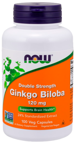 Гинкго Билоба, 120 мг, 100 вегетарианских капсул, NOW