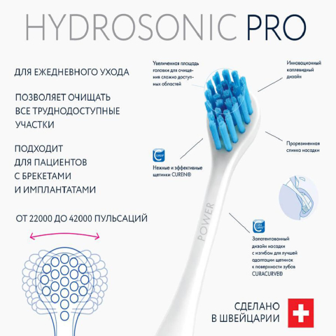 Звуковая зубная щетка CHS Hydrosonic Pro в наборе, Curaprox