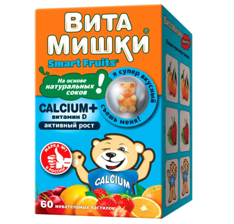 ВитаМишки кальций + витамин D3, 60 жевательных пастилок, PharmaMed