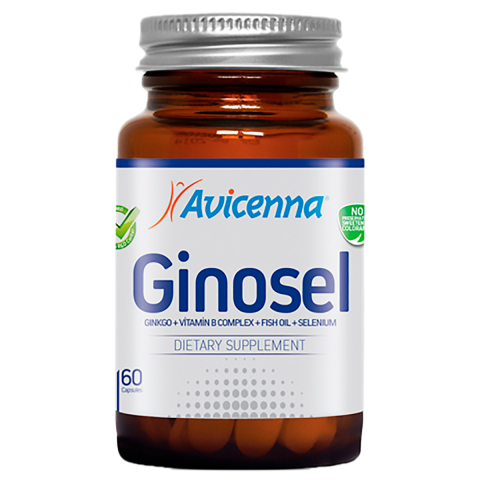 Гиносел (гинкго билоба, селен, омега-3 и комплекс витаминов В), 60 капсул, Avicenna