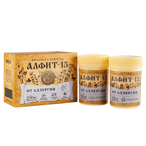 Алфит-15 Для профилактики аллергии, 120 г (60 брикетов по 2 г), Алфит