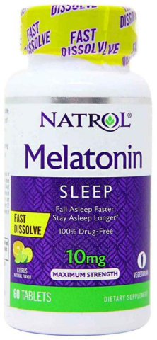 Мелатонин, 10 мг, 60 быстрорастворимых таблеток, Natrol