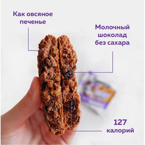 Печенье фитнес SPORTY БЕЗ САХАРА "Молочный шоколад", 12шт*40г, SPORTY