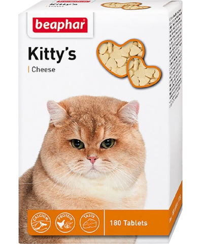 Kitty`s MIX  комплекс витаминов для кошек таурин, биотин, протеин, сыр, 180 таблеток, Beaphar