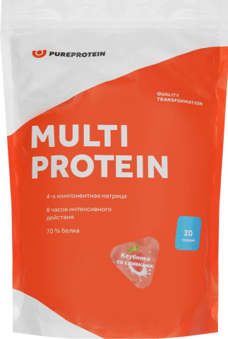Мультикомпонентный протеин, вкус «Клубника со сливками», 600 гр, PureProtein