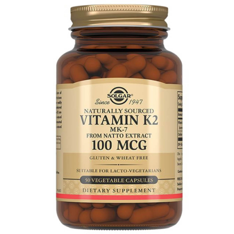 Натуральный витамин K2 (менахинон 7), 100 мкг, 50 капсул, Solgar