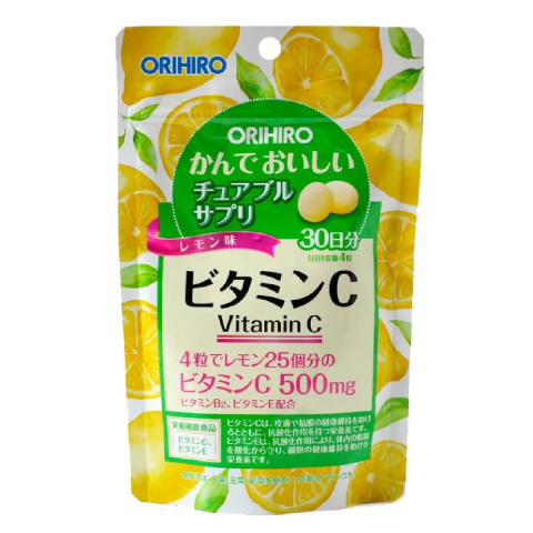 Витамин С со вкусом лимона, 120 жевательных таблеток, ORIHIRO