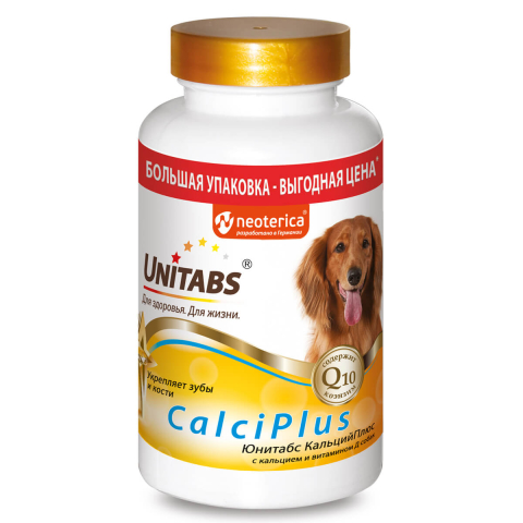 Витамины Unitabs CalciPlus с Q10 для собак, 200 таблеток, Unitabs