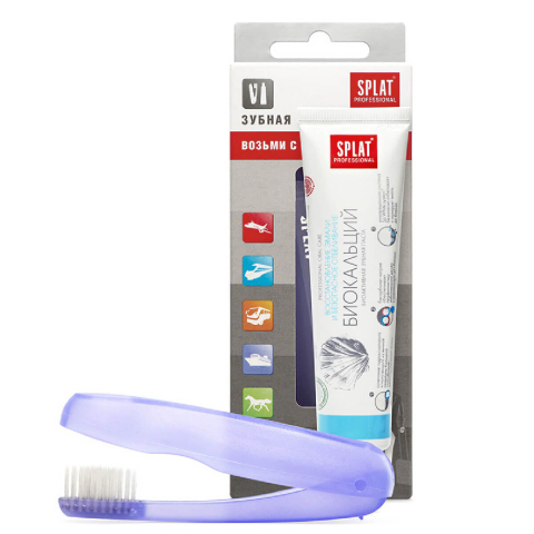 Дорожный набор: зубная паста "Биокальций", 40 мл; зубная щетка, SPLAT Professional