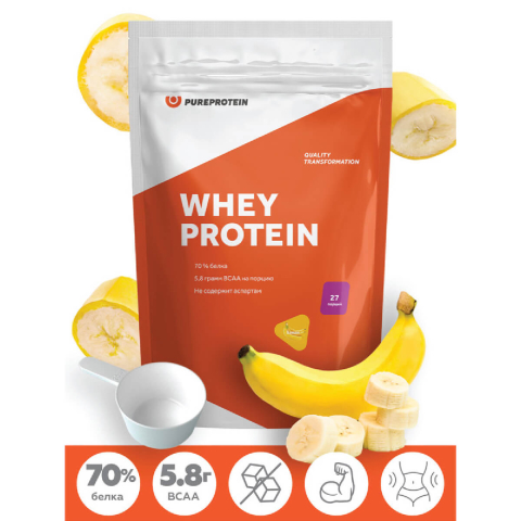 Сывороточный протеин, вкус «Банан», 810 г, Pure Protein