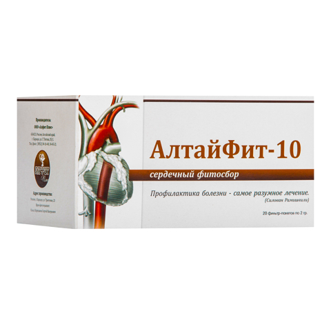 АлтайФит-10 Сердечный фитосбор, 20 фильтр-пакетов по 2 г, Алфит Плюс